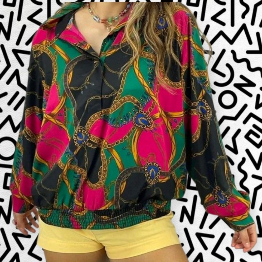 Womens Vibrant Chain Print Blouse